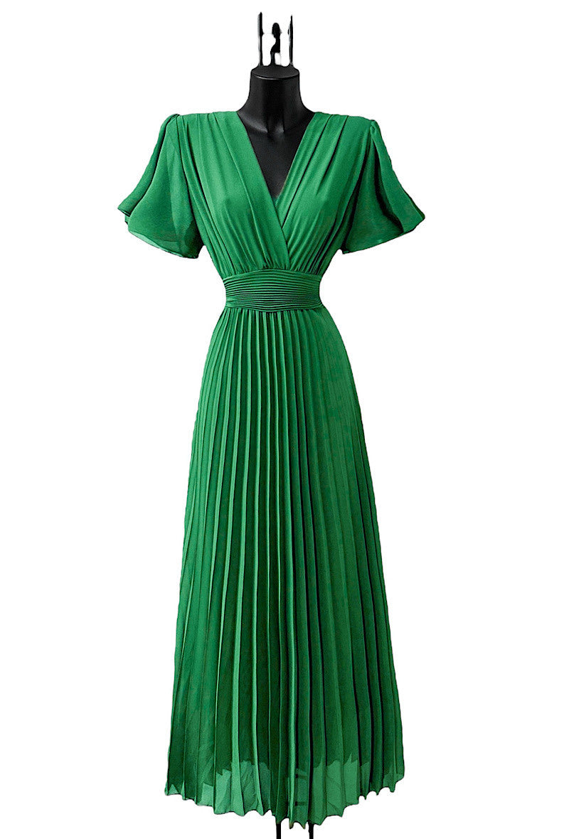 Robe longue plissée rouge